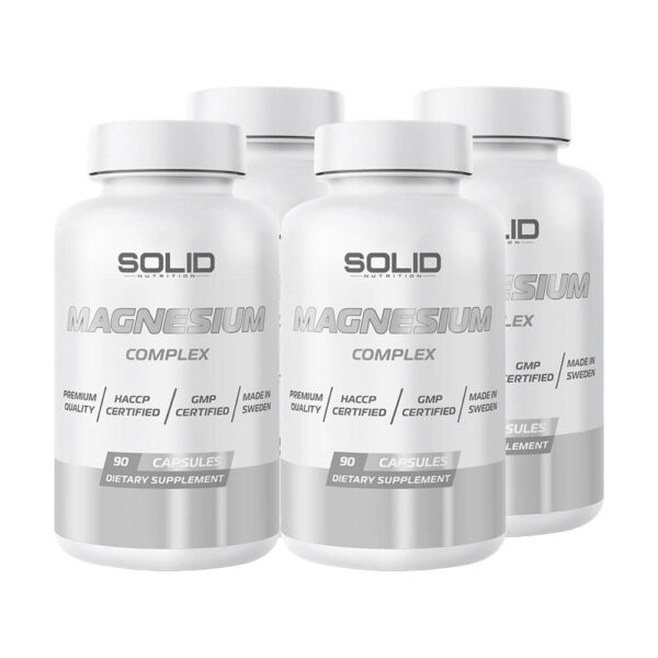 4 x SOLID Nutrition Magnesium Complex, 90 caps